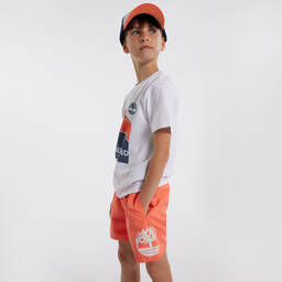 Timberland-شورت سباحة لون أحمر مرجاني للأولاد | Childrensalon Outlet