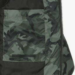 Timberland-Зеленый пуховик с камуфляжным принтом | Childrensalon Outlet