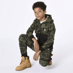 Timberland-Boys Green Camouflage Zip-Up Hoodie | Childrensalon Outlet