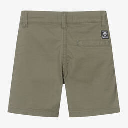 Timberland-Boys Green Cotton Chino Shorts  | Childrensalon Outlet