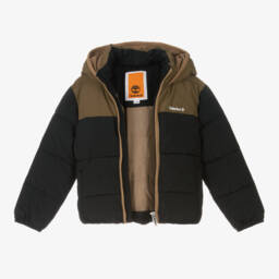 Timberland-Черная куртка пуховик с капюшоном для мальчиков | Childrensalon Outlet