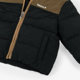 Timberland-Черная куртка пуховик с капюшоном для мальчиков | Childrensalon Outlet