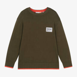 Timberland-Boys Khaki Cotton Knit Sweater | Childrensalon Outlet