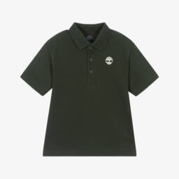 Timberland-Boys Khaki Organic Piqué Polo Top | Childrensalon Outlet
