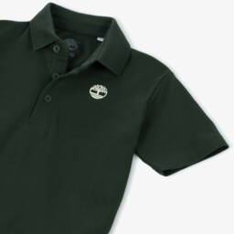 Timberland-Boys Khaki Organic Piqué Polo Top | Childrensalon Outlet