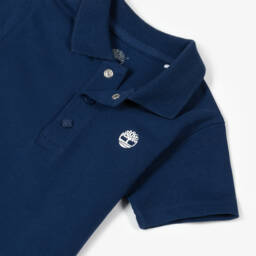 Timberland-بولو قطن أزرق داكن بشعار للأولاد | Childrensalon Outlet