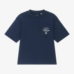 Timberland-Boys Navy Cotton Pocket Tee | Childrensalon Outlet