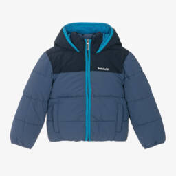 Timberland-Boys Navy Hooded Puffer Coat | Childrensalon Outlet