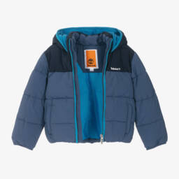 Timberland-Boys Navy Hooded Puffer Coat | Childrensalon Outlet