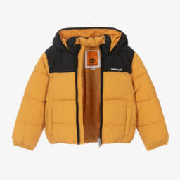 Timberland-Boys Ochre Hooded Puffer Coat | Childrensalon Outlet
