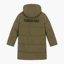 Timberland-Boys Olive Hooded Puffer Jacket | Childrensalon Outlet