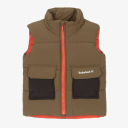Timberland-Boys Olive Padded Gilet | Childrensalon Outlet