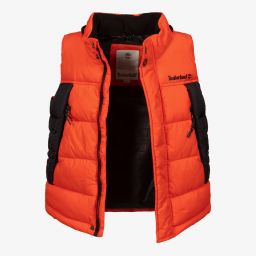 Timberland-Boys Orange Puffer Gilet  | Childrensalon Outlet