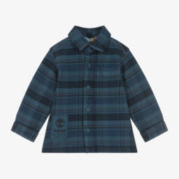 Timberland-Boys Plaid Cotton Shirt in Blue | Childrensalon Outlet