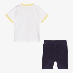 Timberland-طقم شورت أطفال ولادي قطن عضوي لون أبيض وكحلي | Childrensalon Outlet