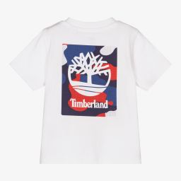 Timberland-Белая хлопковая футболка для мальчиков | Childrensalon Outlet