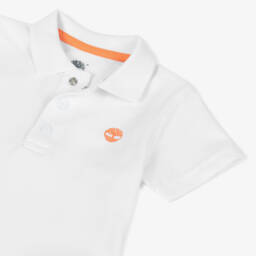 Timberland-بولو قطن أبيض بشعار للأولاد | Childrensalon Outlet