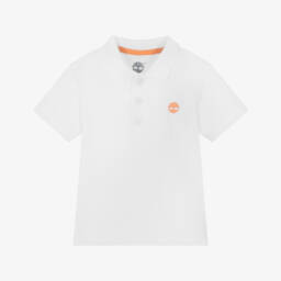 Timberland-بولو قطن أبيض بشعار للأولاد | Childrensalon Outlet