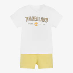 Timberland-Boys Yellow Cotton Jersey Shorts Set | Childrensalon Outlet