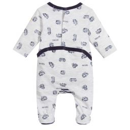 Timberland-Grey Stripes Cotton Babygrow  | Childrensalon Outlet