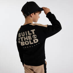 Timberland-Teen Boys Black Organic Cotton Sweatshirt | Childrensalon Outlet