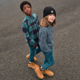 Timberland-Teen Boys Blue Check Cotton Shirt | Childrensalon Outlet