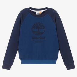 Timberland-Teen Boys Blue Cotton Logo Sweatshirt | Childrensalon Outlet