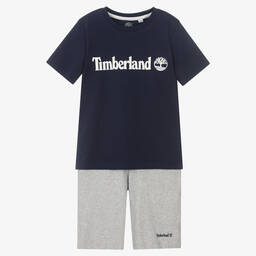 Timberland-Синяя футболка и серые шорты | Childrensalon Outlet