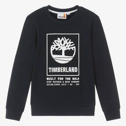 Timberland-Teen Boys Blue Organic Cotton Sweatshirt | Childrensalon Outlet