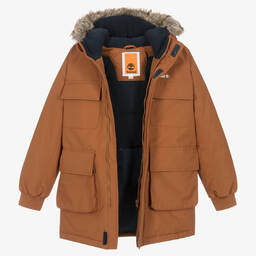 Timberland-Teen Boys Brown Water-Repellent Parka Coat | Childrensalon Outlet