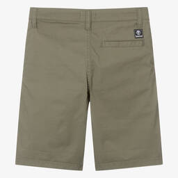 Timberland-Teen Boys Green Cotton Chino Shorts  | Childrensalon Outlet