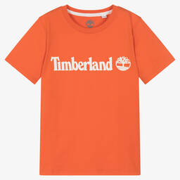 Timberland-Teen Boys Orange Logo T-Shirt | Childrensalon Outlet