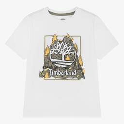 Timberland-Teen Boys White Organic Cotton T-Shirt | Childrensalon Outlet