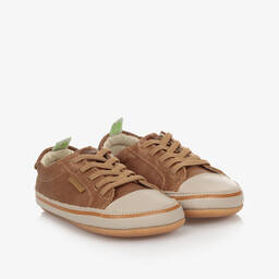 Tip Toey Joey-Brown Leather Baby Trainers | Childrensalon Outlet