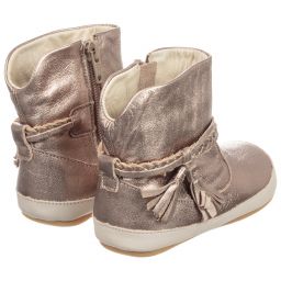 Tip Toey Joey-بوت جلد لون ذهبي للمولودات | Childrensalon Outlet