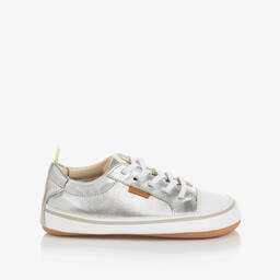 Tip Toey Joey-Silver Leather Baby Trainers | Childrensalon Outlet