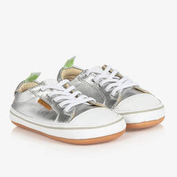 Tip Toey Joey-Silver Leather Baby Trainers | Childrensalon Outlet