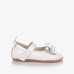 Tip Toey Joey-حذاء جلد لامع لون أبيض للمولودات | Childrensalon Outlet
