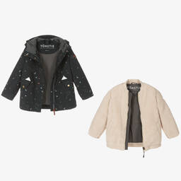 Töastie-Черно-кремовый непромокаемый дождевик 2-в-1 | Childrensalon Outlet