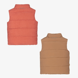 Töastie-Pink & Brown Reversible Gilet | Childrensalon Outlet