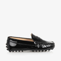 Tod's-حذاء موكاسين جلد لامع لون أسود | Childrensalon Outlet