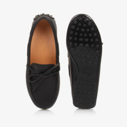 Tod's-حذاء لوفر جلد أسود للأولاد مع فيونكة | Childrensalon Outlet
