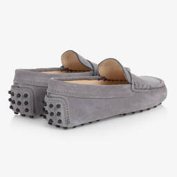 Tod's-Boys Grey Suede Gommino Moccasin Shoes | Childrensalon Outlet