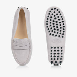 Tod's-Boys Luxe Grey Suede Loafers | Childrensalon Outlet