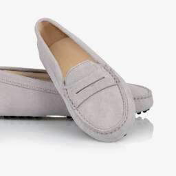 Tod's-Boys Luxe Grey Suede Loafers | Childrensalon Outlet