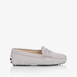 Tod's-Boys Luxe Grey Suede Loafers | Childrensalon Outlet