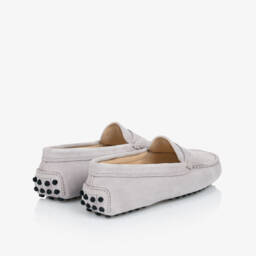 Tod's-Boys Luxe Grey Suede Loafers | Childrensalon Outlet