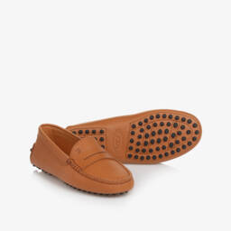 Tod's-Boys Tan Leather Slip-On Loafers | Childrensalon Outlet