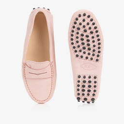 Tod's-حذاء موكاسين جلد شامواه لون زهري للبنات | Childrensalon Outlet