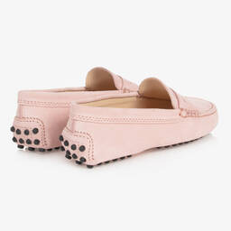 Tod's-حذاء موكاسين جلد شامواه لون زهري للبنات | Childrensalon Outlet